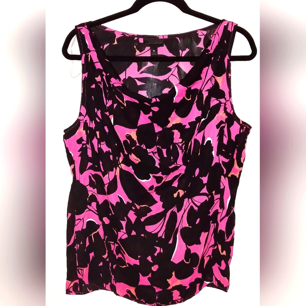 Worthington Pink and Black Sleeveless Blouse Top XL
